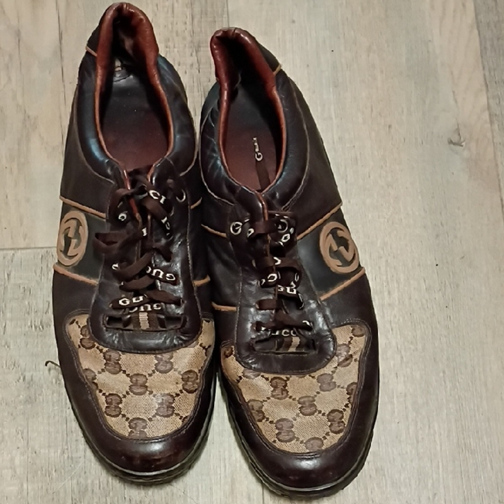 Gucci Brown Sneakers with Monogram Canvas
